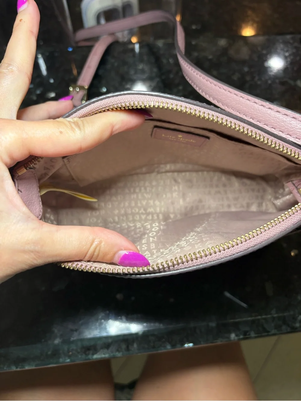 kate spade Light Pink Leather Crossbody Bag with Gold Hardware